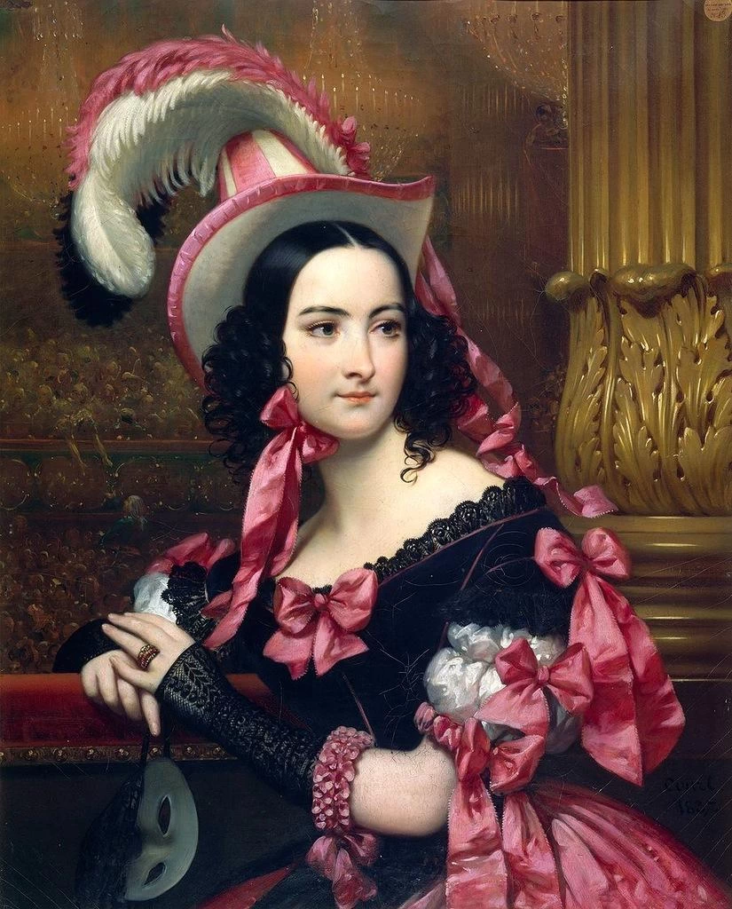 Ritratto di signora con cappello e maschera